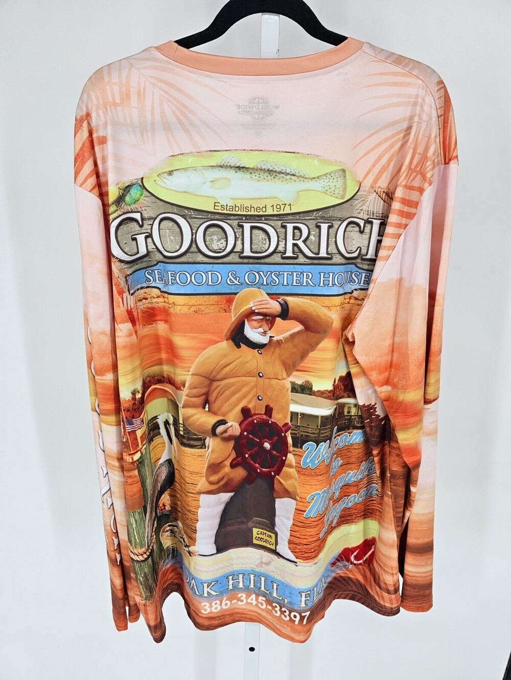 Goodrich Seafood & Oyster House Mens Sz XXL Long Sleeve Performance T Shirt - Picture 4 of 4